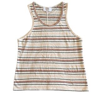 La Ligne New York 100% Linen Striped Cream Tank Top Scoop Neck Size M Me…